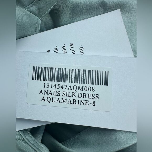 Reformation Anaiis Silk Draped-Neck Maxi Dress in Aquamarine Size 8 NWT - Picture 9 of 9
